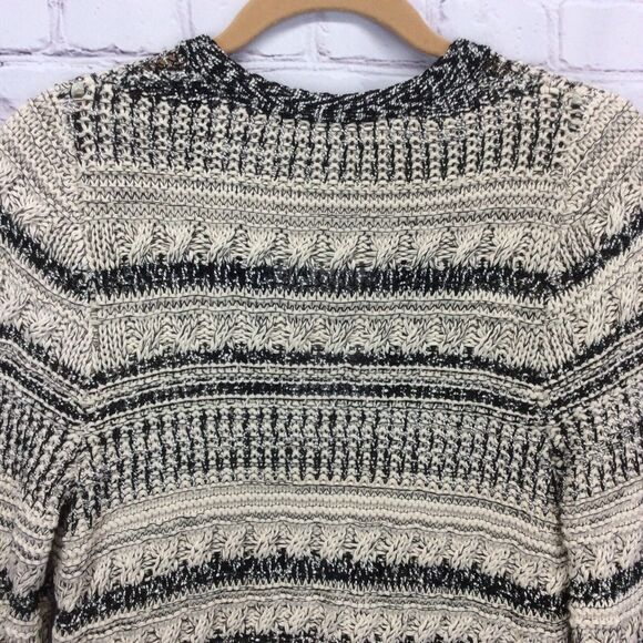 Chico’s Cardigan Sweater Women's Sz 0 (XS/4) Black/Tan Chunky Hook/Loop Closure - Picture 11 of 12